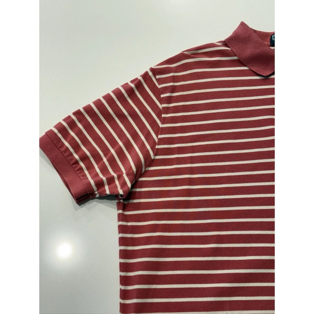 Polo Ralph Lauren Mens XL Red White Striped Cotton Golf Polo Shirt RN 41381